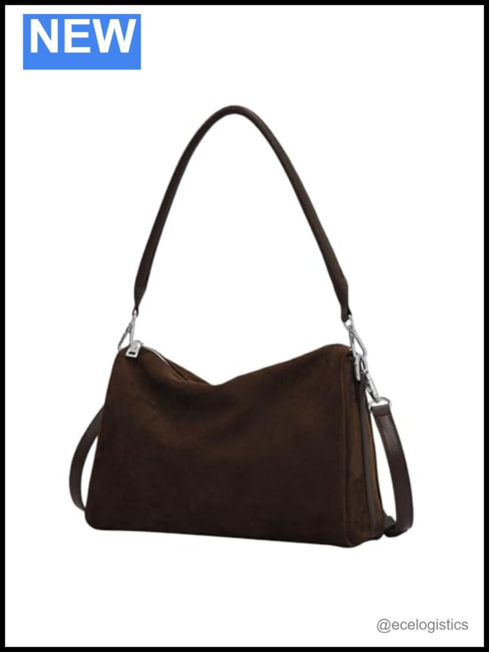Faux Suede Slouchy Hobo Bag Crossbody Shoulder Purse w Adjustable Strap